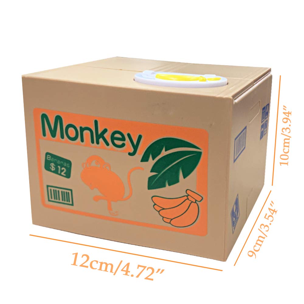 Resulzon Kids Piggy Bank, Stealing ATM Coin Cash Money Counter Saving Can, Cute Mokey Electronic Smart Voice Prompt Piggy Bank Safe Locks, Great Gift for Boys & Girls Christmas