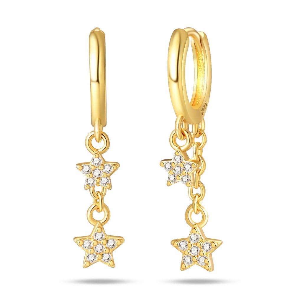 Cycuff 925 Sterling Silver Hoop Earrings Colorful Cubic Zirconia Jewelry Drop Earrings for Women Set Earring Presents for Her