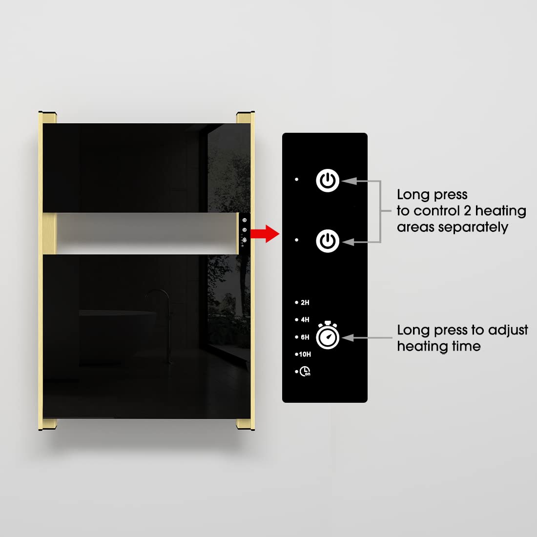 Evokor Heated Towel Rack for Bathroom, Towel Warmer with Timer Wall Mounted, Electric Towel Warmers, Bath Towel Heater with Black Tempered Safty Glass, Graphene, Towel Drying Rack- 26.8 x18 inch