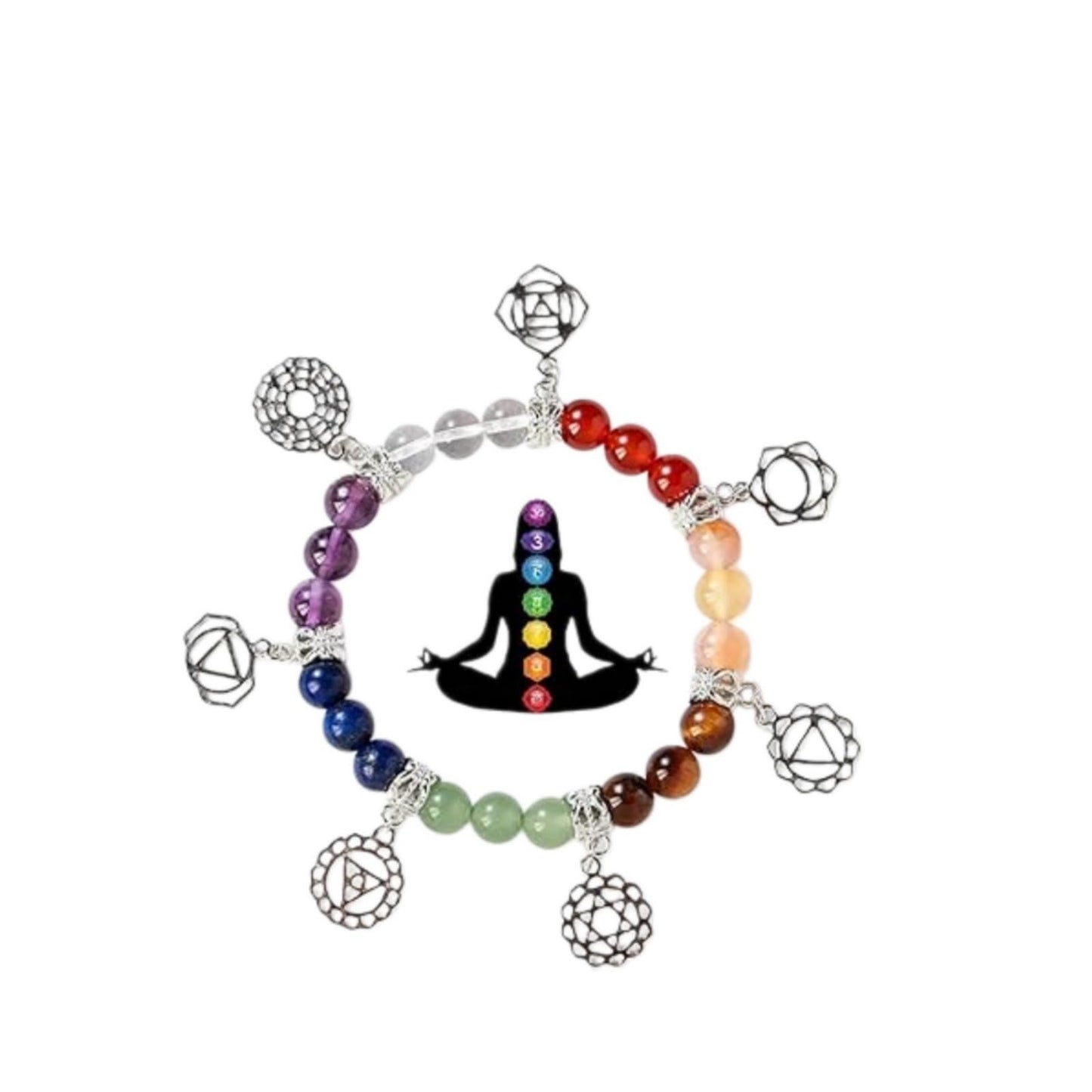 AITELEI 7 Chakra Healing Bracelets with Real Stones Gemstone Healing Chakra Bracelet Yoga Meditation Bracelets for Protection, Energy Healing