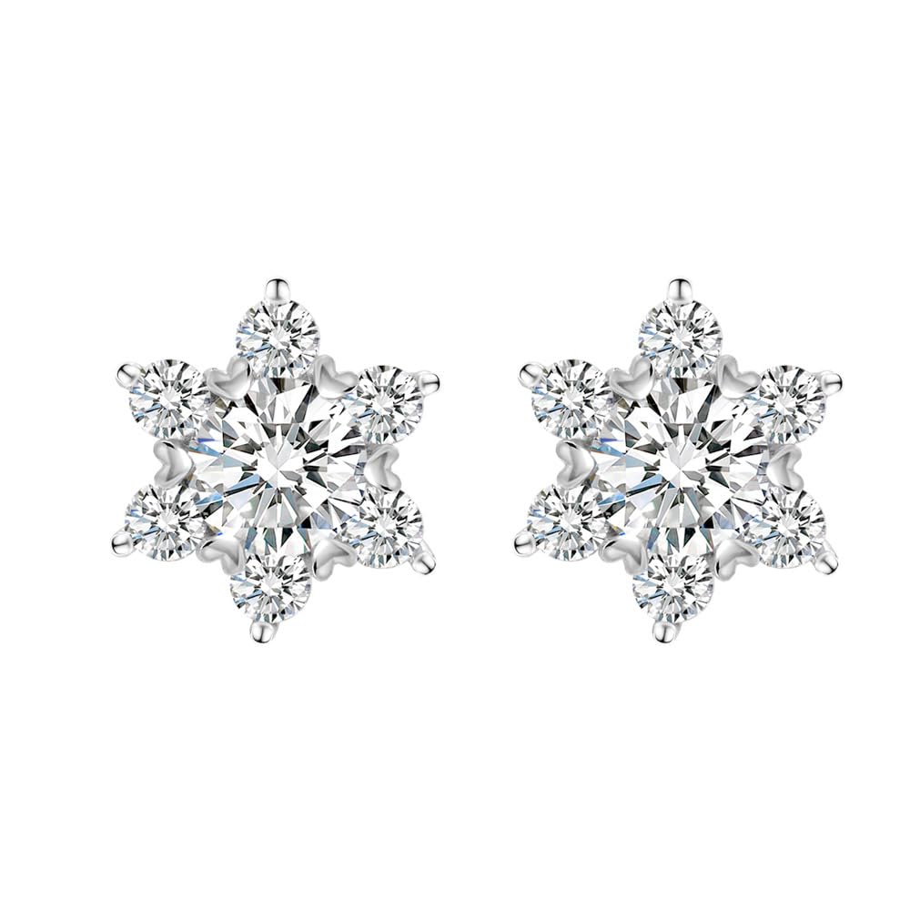 14K Gold 0.5/1ct D-Color VVS1 Diamond Celestial Star Stud Earrings for Women Push Back, Ideal Graduation Gift for Young Ladies (0.5CT)
