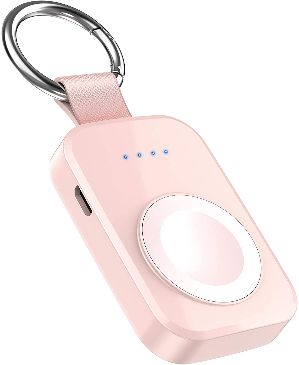 i.VALUX Portable Wireless Charger for Apple Watch Series 11/10/9/8/UItra/7/6/5/4/3/2/SE, Compact Magnetic iWatch Charger 1000mAh Power Bank Keychain Travel Accessories for Mother Girl-Pink