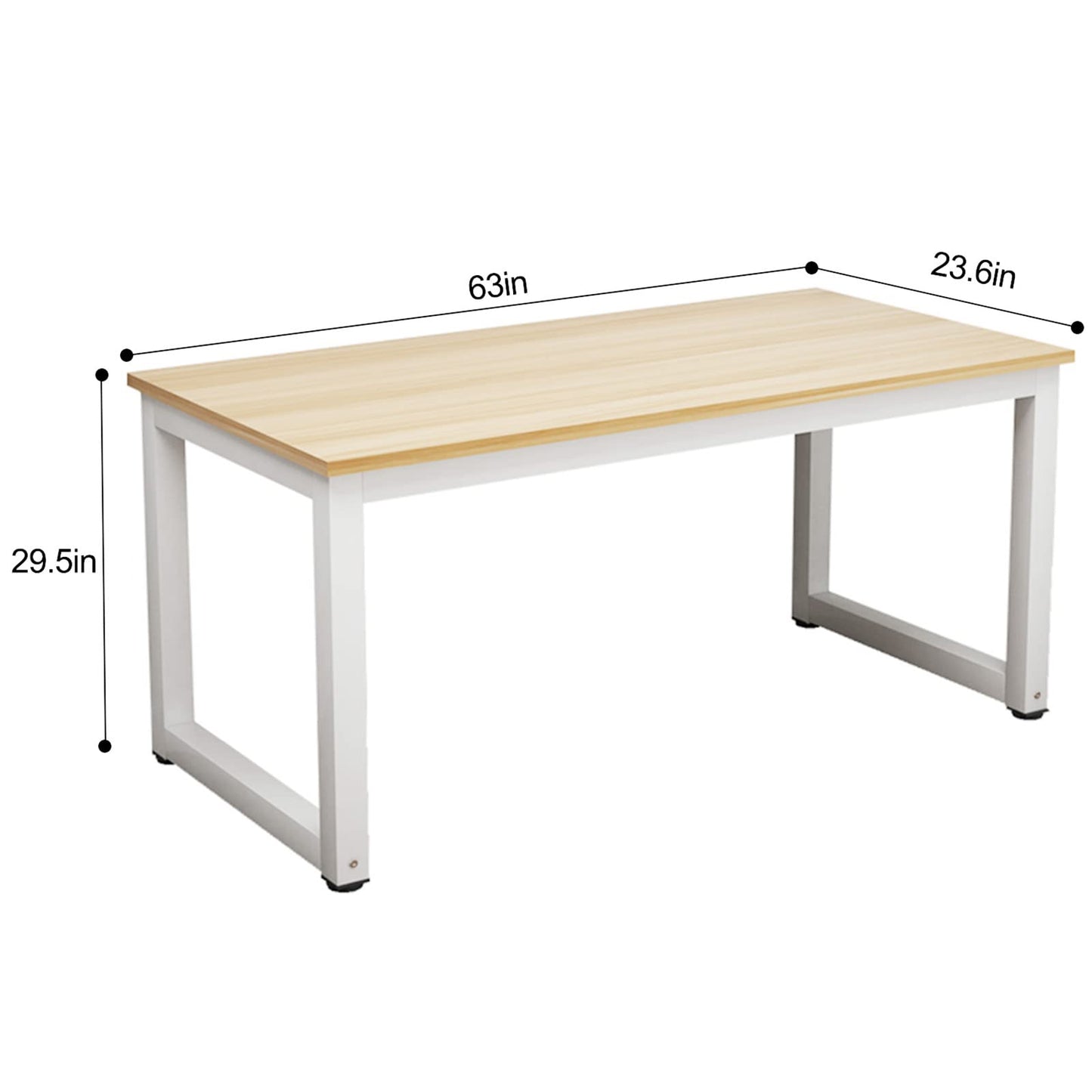 NSdirect Modern Computer Desk 63 Inch Large Office Desk, Writing Study Table for Home Office Desk Workstation Wide Metal Sturdy Frame Thicker Steel Legs, White
