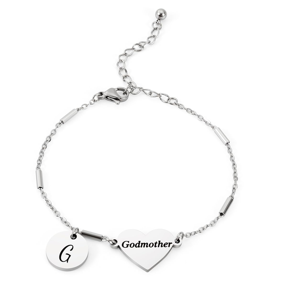 CHENVA Godmother Gifts Initial Bracelet Bangle for Women Gift for Godmother from Goddaughter (Godmother Bracelet G)