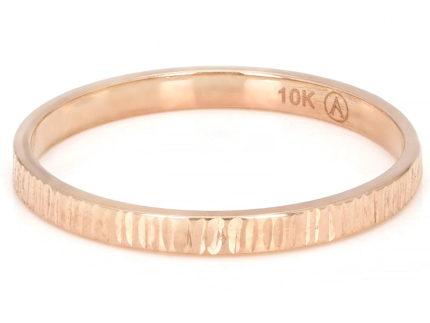 JTV 10K Gold 2 mm Textured Band Ring - Unisex Wedding Band - Elegant, Durable, & Comfortable for Everyday Wear, Anniversary, or Gift - (Rose Gold, 8)