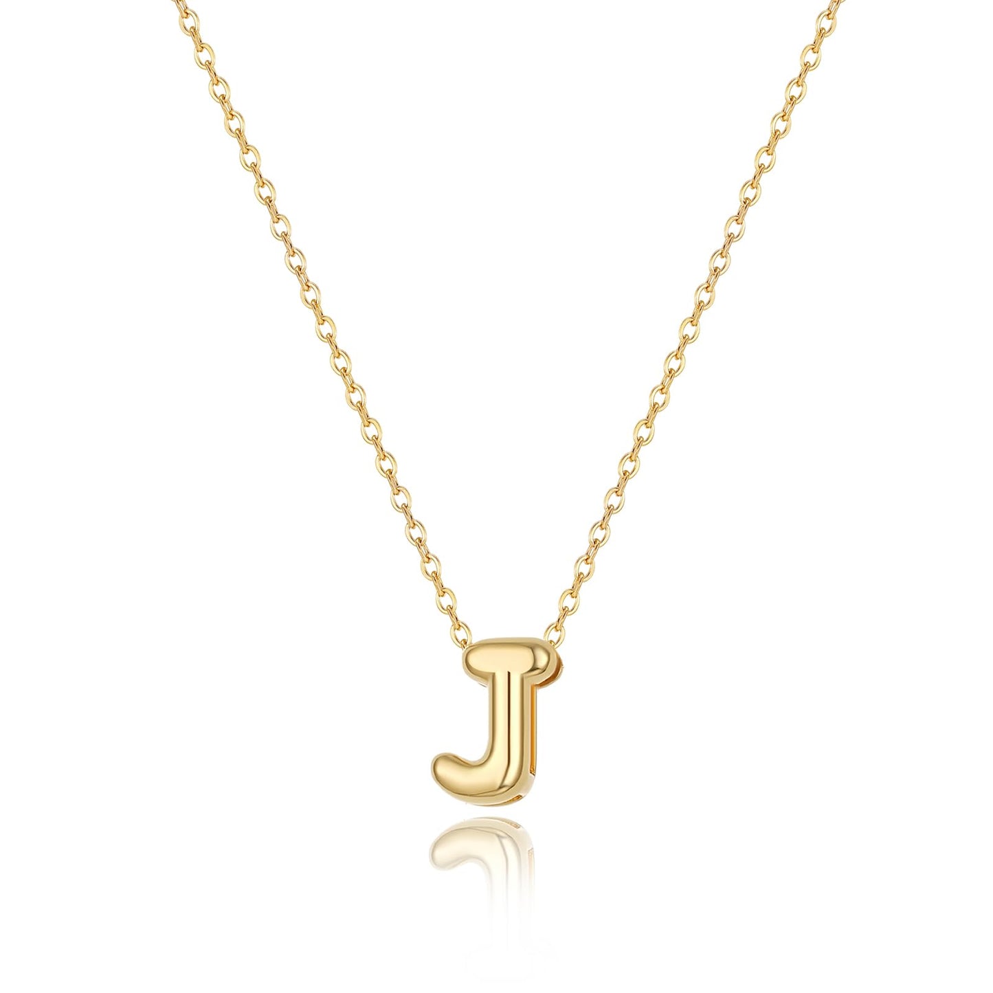 CUEZIY 14K Gold Plated Bubble Letter Necklace Initial Necklaces for Women Dainty Personalized Charm Pendant Name Necklace Cute Non Tarnish Fashion Accessories Teen Gift Trendy Stuff Jewelry Gifts