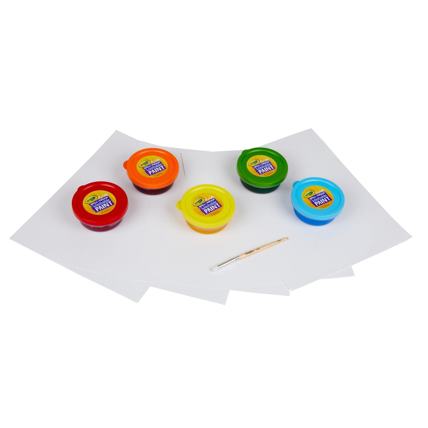 Crayola Spill Proof Paint Set Washable Paint for Kids, Teacher School Supplies & Essentials, Includes Brush & Paper, Arts & Crafts, Toddler Gift, Ages 3+