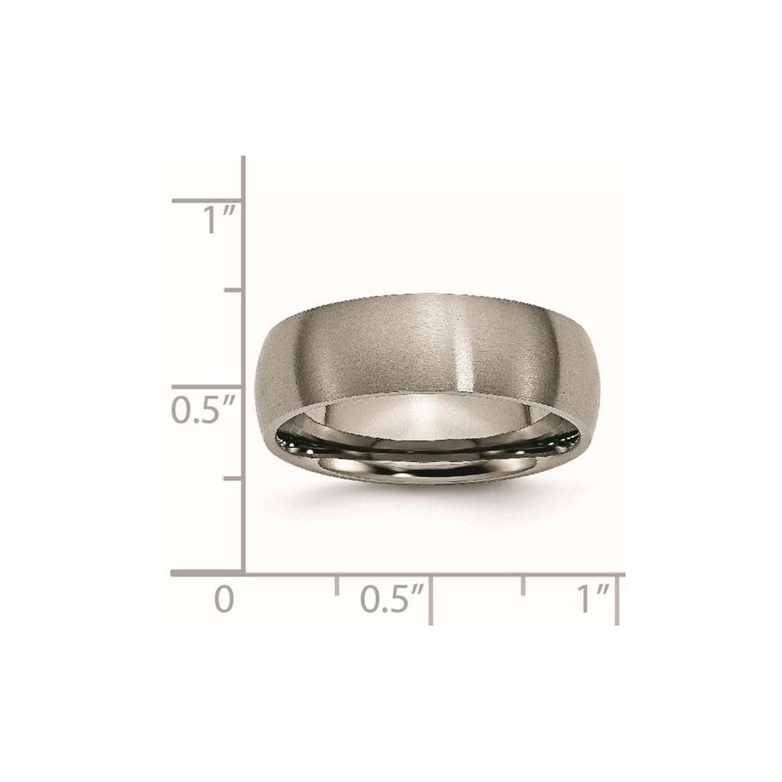 JewelryWeb Titanium Half Round 7mm Brushed Band Ring Size 6 Ring for Women and Men