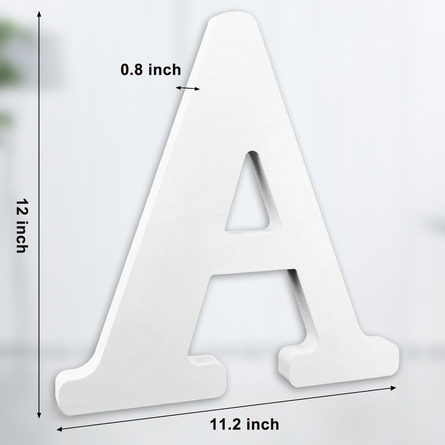AOCEAN 12 Inch White Big Wood Letters Unfinished Wooden Letters for Wall Decor Decorative Standing Letters Slices Sign Board Decoration for Craft Home Party Projects (A)