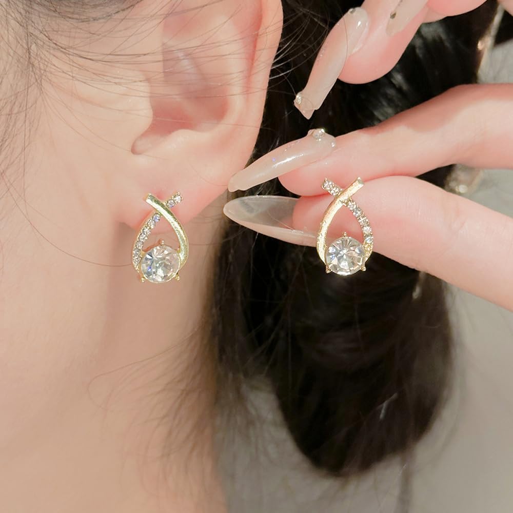 4 Pairs Lymphatic Drainage Slimming Hoop Earrings, Halolux Lymphvity Germanium Earring Acupuncture Therapy Hoop Earrings Fashion Jewelry Gift For Women Men (rhinestones)