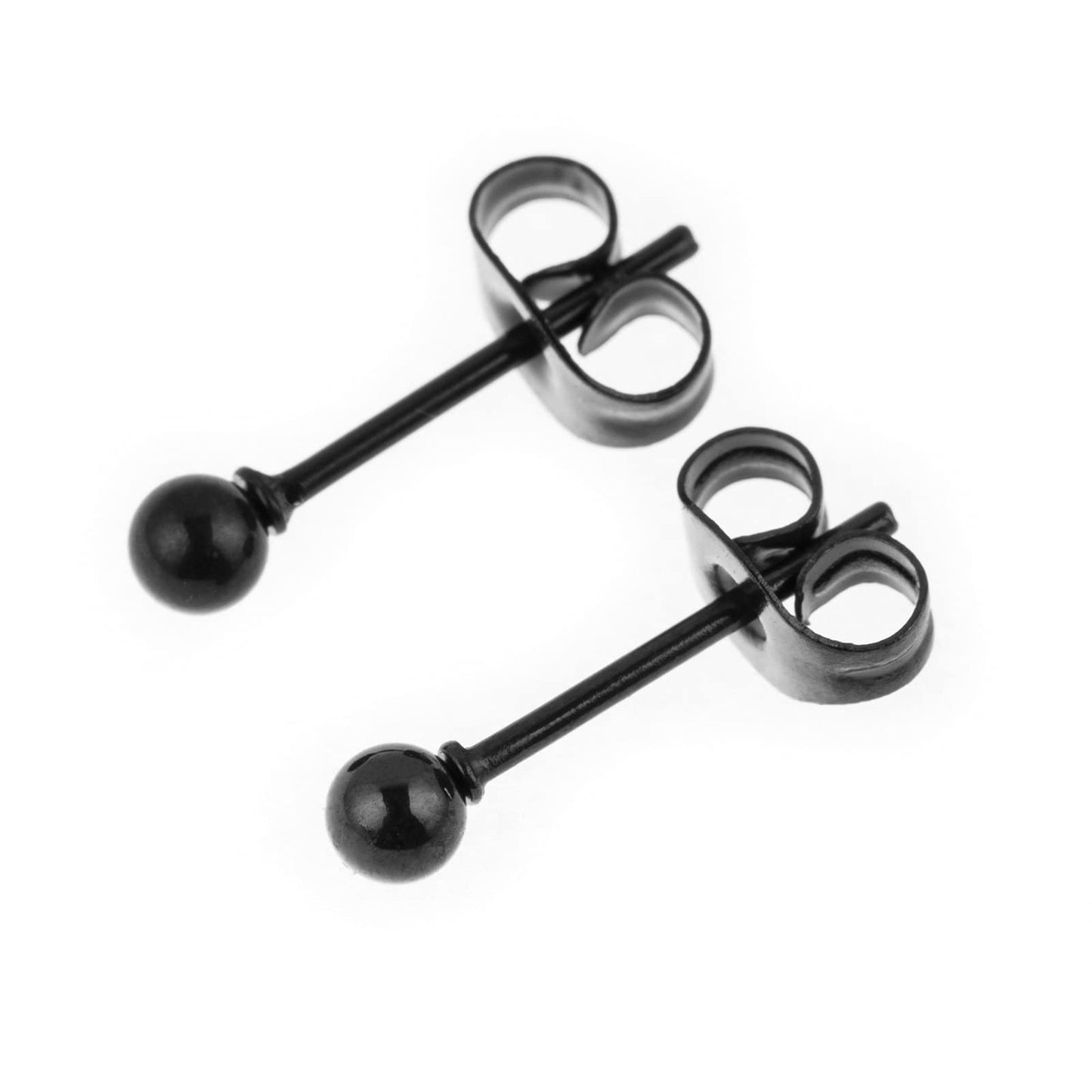 Memsion 316L Surgical Steel Earrings Hypoallergenic Black Ball Stud Earrings Set for Women Men Nickel Free Cartilage Ear Rings 3Pairs of 3mm Ball Stud Earrings