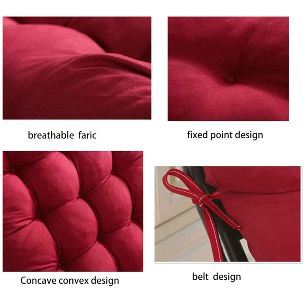 Sun Lounger Chair Cushions, Sundlight Patio Cushions Chaise Mattress Recliner Quilted Thick Padded Seat Cushion Reclining Chair Rocking with Ties (Red, 155x48x8cm/61x18.89x3.14inch)