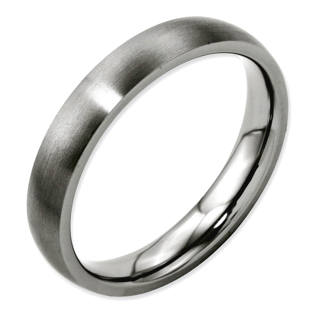 JewelryWeb Titanium Half Round 4mm Brushed Comfort-Fit Wedding Band Ring Size 4.5 Wedding Band for Women and Men