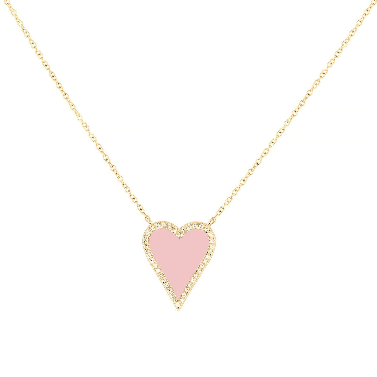 JINGDR Pink Heart Necklace for Women Trendy Preppy Jewelry Gold Plated Love Hearts Pendant Paperclip Chain Necklace Cute Heart Necklaces for Women Dainty Jewelry (Pink)