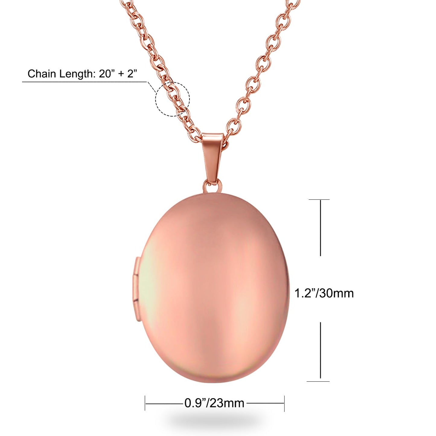 Rose Gold Glossy Oval Lockets Personalized Necklaces for Women Custom Photo Locket Necklace for Women Text & Symbols Engraved Customized Lockets Gifts for Mom Daughter