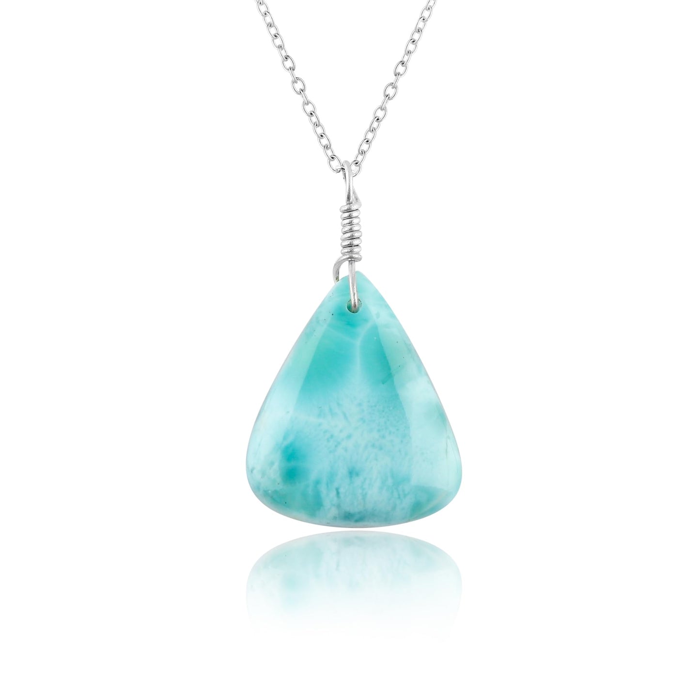 YASHEE Natural Larimar Crystals Pendant Necklace, Chakra Energy Healing Gemstone, Real Crystal, Birthstone, Beautiful Women Simple Jewelry, Silver Plated Jewelry 18 inch