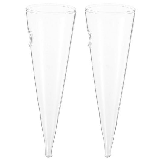 HANABASS 2pcs Conoid Shape Hydroponic Clear Glass Vase, Household Wall-Mounted Creative Decor Conoid Type Vase, Decorative Planter Plants Home Decor for Hydroponics Plants, Living Room