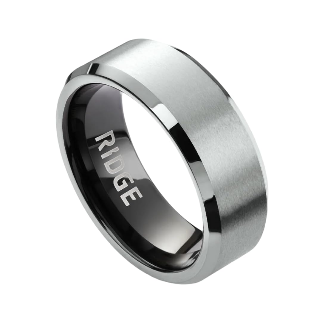 Ridge Beveled Ring Set 8mm - Platinum - 10
