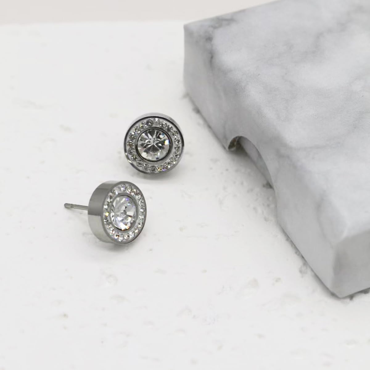 Lymphvity Therapy Earrings for Women, Lymphatic Halolux Lymphvity Germanium Earrings Acupuncture Lymph Detox Earring Drainage Jewelry 18 K Gold Plated Stud Rhinestone Gift 2 Silver