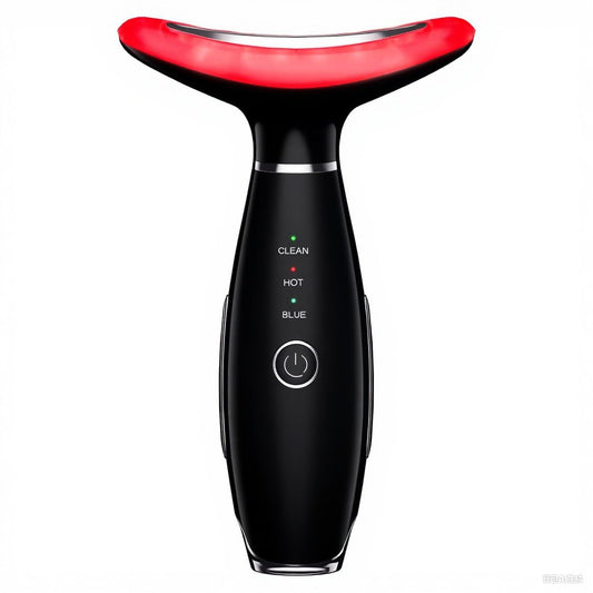 Red-Light-Therapy-for-Face and Neck, 7 Color Light Based Facial Massager, Portable Skin Care Tool（Black
