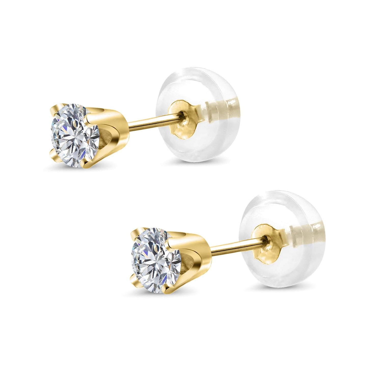 Gem Stone King 0.20 to 6 Cttw 14K Gold Lab Grown Diamond Stud Earrings | Gold Earrings For Women Men | E-F Color | VS1-VS2 Clarity | Yellow Gold | 0.33 Carats - Not IGI Certified