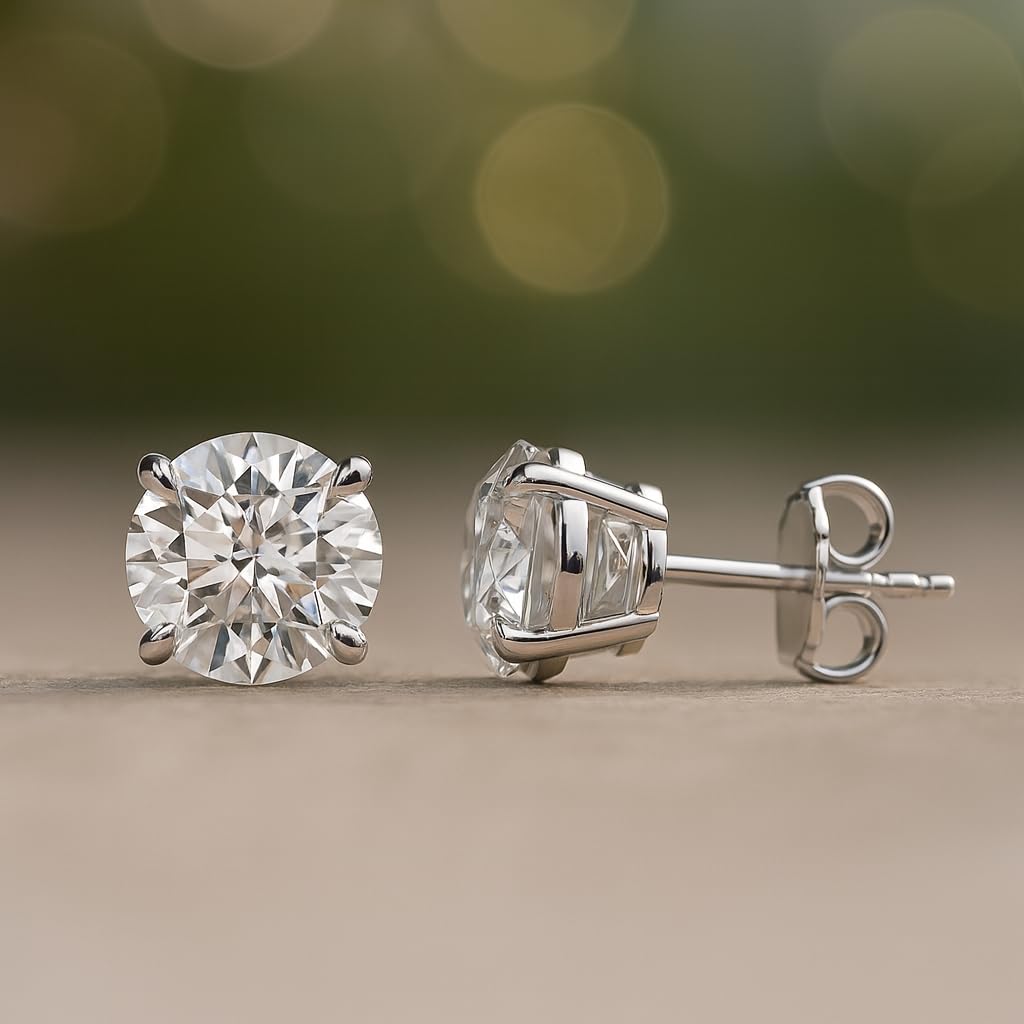 Certified 4.0 Carat Lab Grown Diamond Earrings in 14K White Gold, H/SI Color/Clarity, Premium Collection of Diamond Stud Earrings for Women and Men, Quality Studs Made in USA