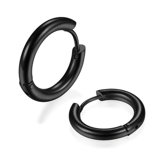 316L Surgical Stainless Steel Huggie Hoop Earrings 11mm Hypoallergenic Earrings Hoop Cartilage Helix Lobes Hinged Sleeper Earrings For Men Women(D03:11mm Black(THK 2.0mm))