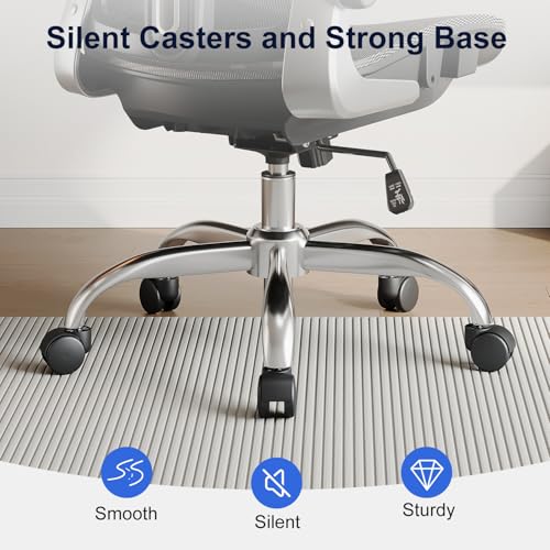 marrap Ergonomic Office Chair, Mesh Seat Cushion with 3D Armrests and 3D Headrest, Adjustable Lumbar Support with 90-120° Rocking Function, SGS Class 4 Gas Clylinder, Black