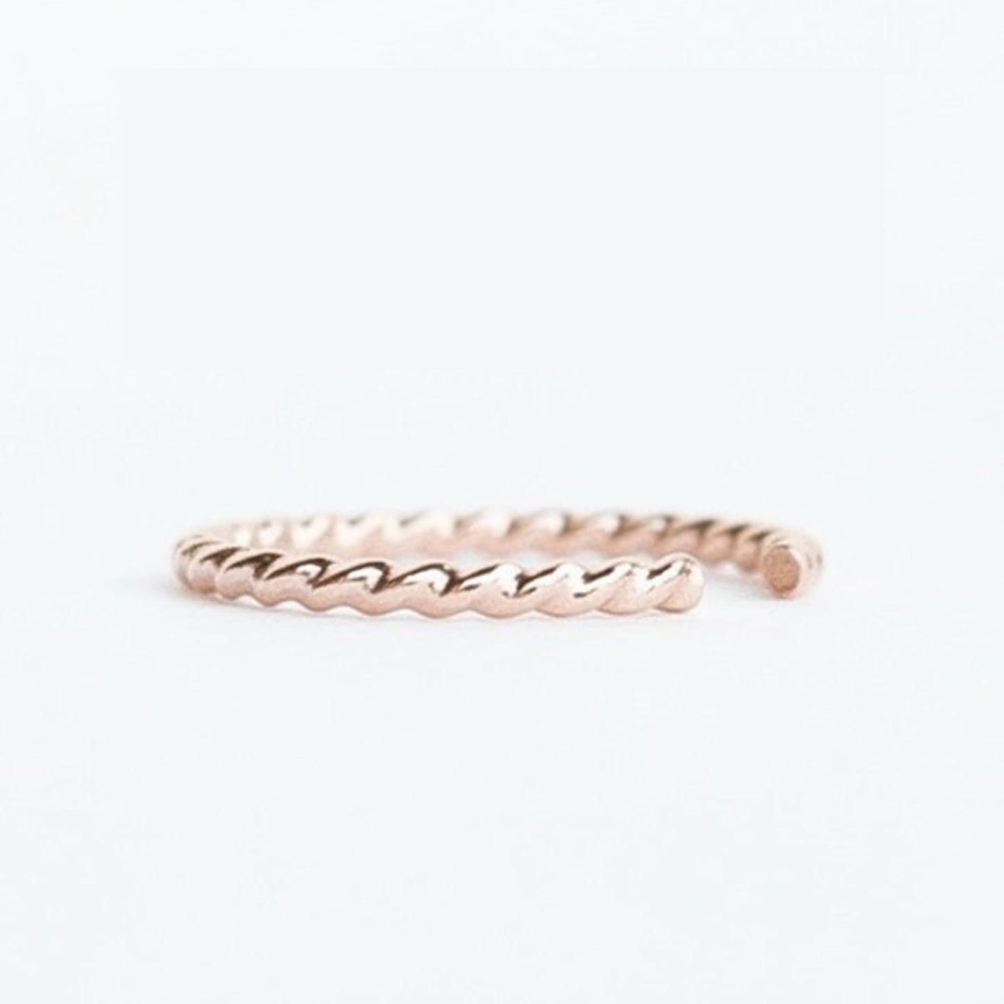 Ellie J Maui Rose Gold Adjustable Toe Ring / 14k Gold Fill/Solid 925 Sterling Silver Rope Twist Design Open Cuff For Women Body Jewelry (Single Rose Gold)
