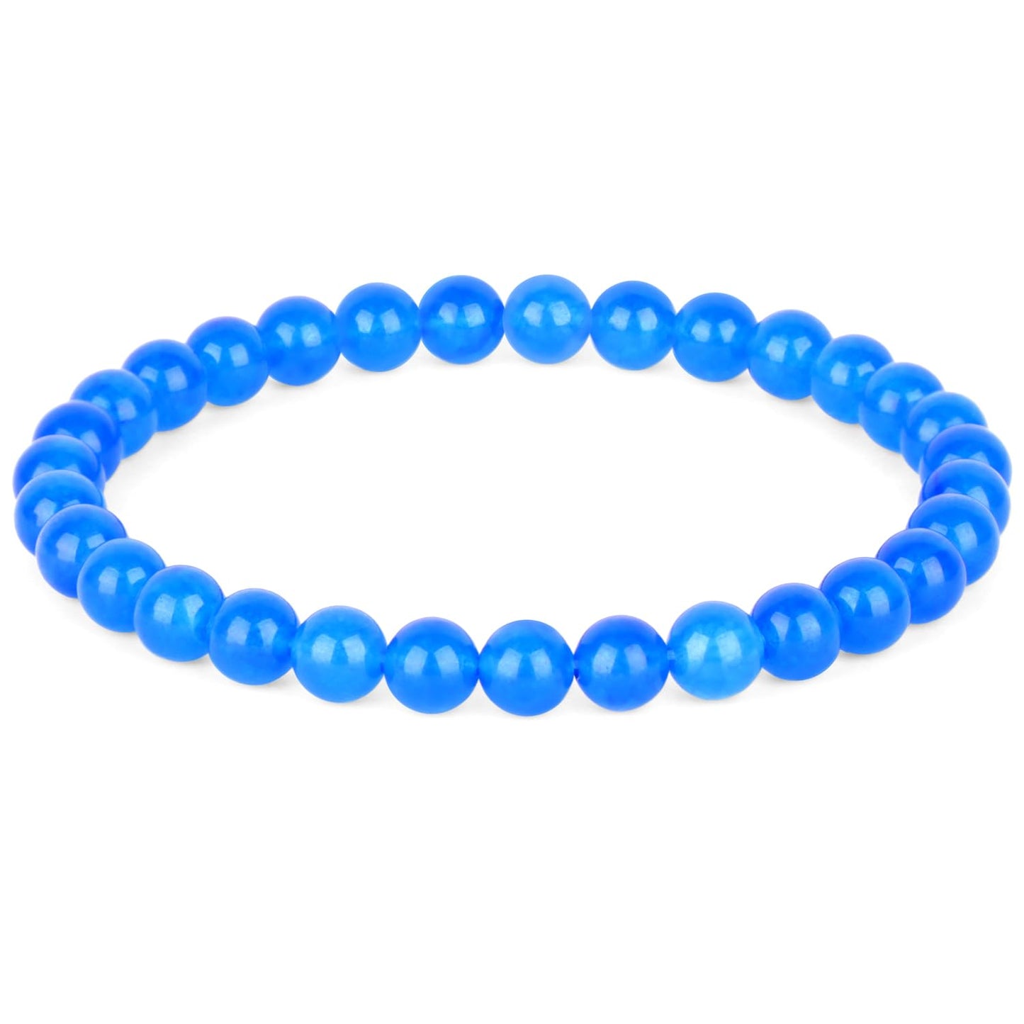 QOGIR Handmade Healing Bracelets,6mm Blue Jade Bracelet - Transformation and Protection - Stone Beads Stretch Bracelet for Women Men