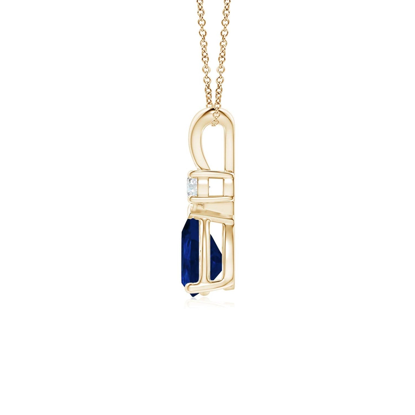 Angara Natural Blue Sapphire Solitaire Pendant for Women | 0.4 ct Pear Shape Blue Sapphire Diamond Solitaire Pendant Necklace in Yellow Gold | September Birthday, Gemstone Jewelry Gift | AA | 6x4mm