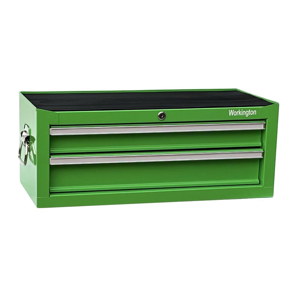 Workington Industrial 2 Drawers Portable Metal Intermediate Box, 26" Middle Tool Chest Cabinet with Ball Bearing Drawer Slides, Steel Tool Storage Box Organizer 4008 Green