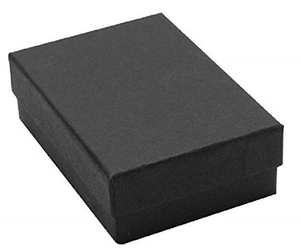RJ Displays-25 Pack Cotton Filled Black Matte Paper Color Jewelry Gift Boxes for Earrings, Pendant, Rings, Necklace, Bracelets and Collectibles, Size 2.5 x 1.5 x 1" Inches