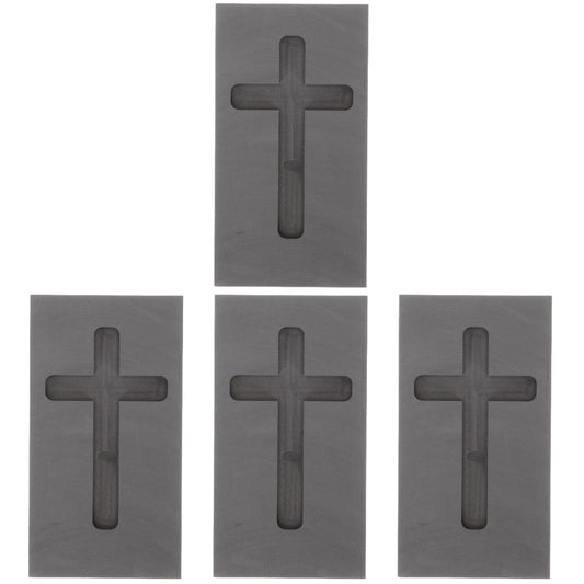 4pcs Gold Silver Graphite Ingot Mold Cross Shape Jewelry Melting Tool for Casting High Thermal Stability Conductivity for Melting Alloys
