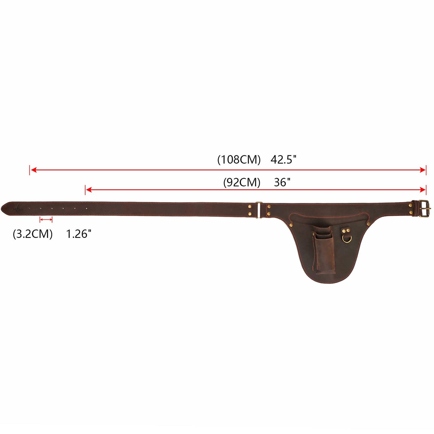Tourbon Genuine Leather Florist Tool Belt Gardening Bag Gardener Farmer Tools Holster Waist Pouch Electrician Carpenter Organizer Kit 3 Pockets (Brown, 42 inches)