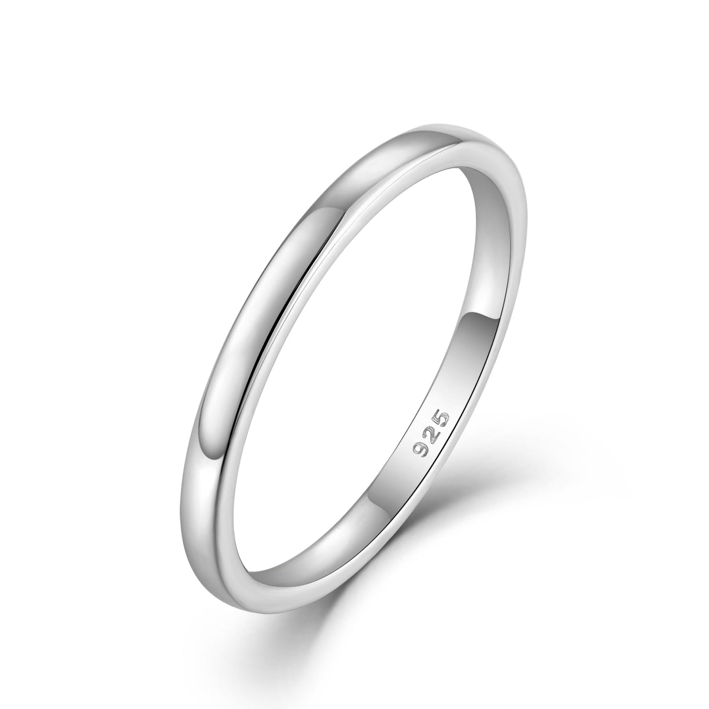 STARCHENIE Solid 925 Sterling Silver 2mm Wedding Band Ring, Comfort Fit High Polish, for Men and Women (Size 6)
