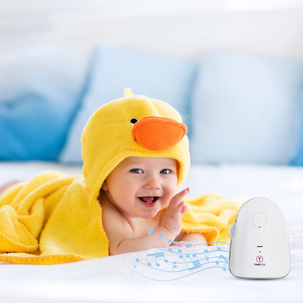 Audio Baby Monitor Crown TimeFlys,Temperature Monitoring,Vibration,Lullabies,Rechargeable Battery,Talk Back Intercom,USB Connection,Zero Emission at Night Mode,Long Range up to 1000 ft