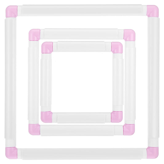 3 Pack Square Embroidery Hoops, Plastic Cross-Stitch Hoops, Plastic Clip Frame for Embroidery, Embroidery Quilting Frames (6x6, 8x8, 11x11)