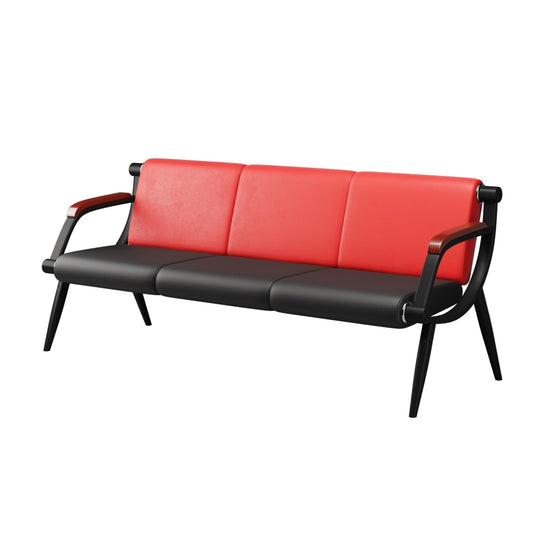 wonline Waiting Room Bench, Office Furniture Reception Chairs with Arms, Leather Chairs is Suitable for Clinic,Airport,Hospital,Barber,Salon,Bank-(Red&Black,3 Seat)