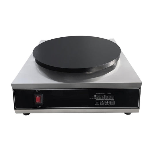 Commercial Electric Crepe Maker, 16" Non-Stick 2000W Crepe Machine Adjustable Temperature Control, Thickened Cast Iron Cooking Surface Pancakes Maker Griddle with Handle