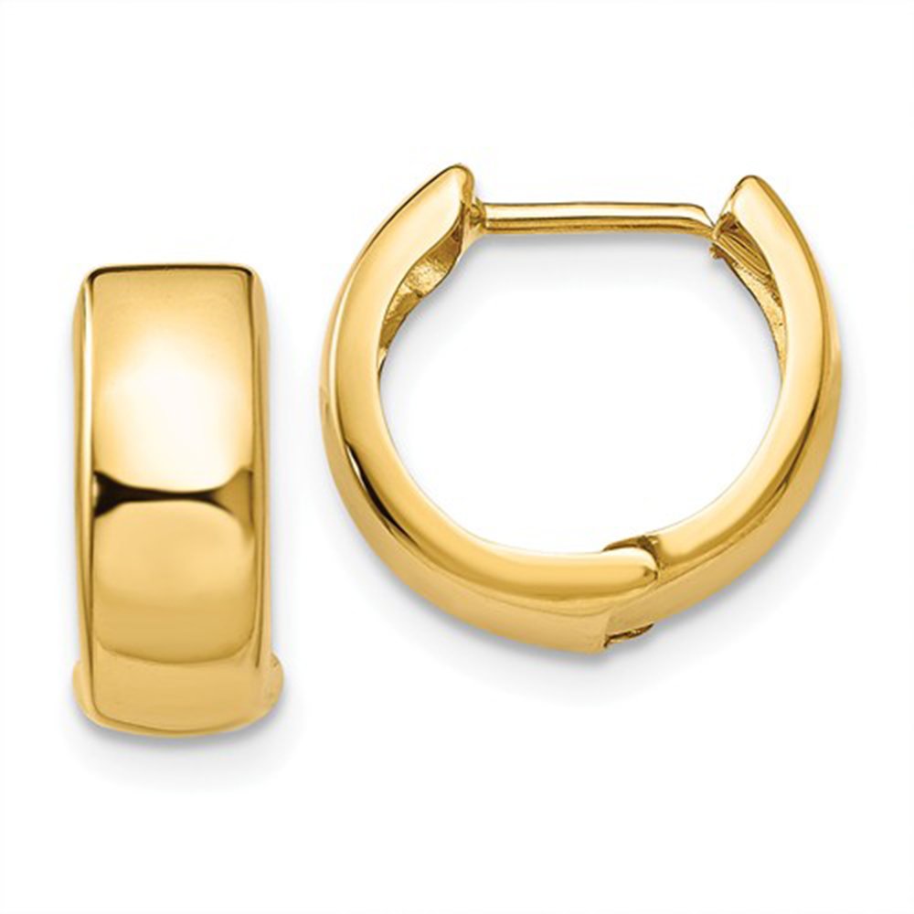 LooptyHoops 14K Yellow Gold Huggie Hoop Earrings, 0.5 Inch (13mm) Small Hoops, 5mm Wide Lightweight Everyday Earrings for Women & Men