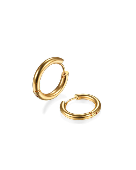 316L Surgical Stainless Steel Huggie Hoop Earrings 8mm Gold Hypoallergenic Earrings Hoop Cartilage Helix Lobes Hinged Sleeper Earrings For Men Women(B01:8mm Gold(THK 2.0mm))