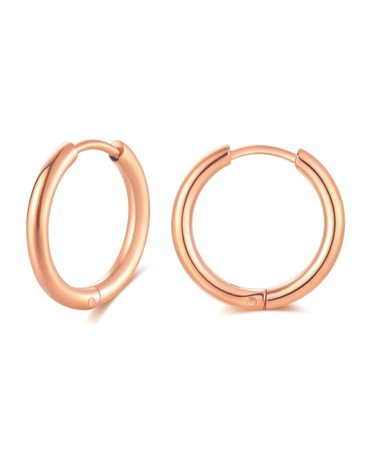316L Surgical Stainless Steel Huggie Hoop Earrings 10mm Rose Gold Hypoallergenic Earrings Hoop Cartilage Helix Lobes Hinged Sleeper Earrings For Men Women(C04:10mm Rose Gold(THK 2.0mm))