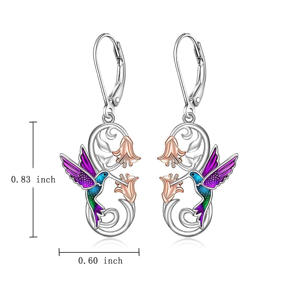 925 Sterling Silver Hummingbird Earrings Bird Flower Earring for Women Mothers Day Christmas Jewelry Gifts for Women
