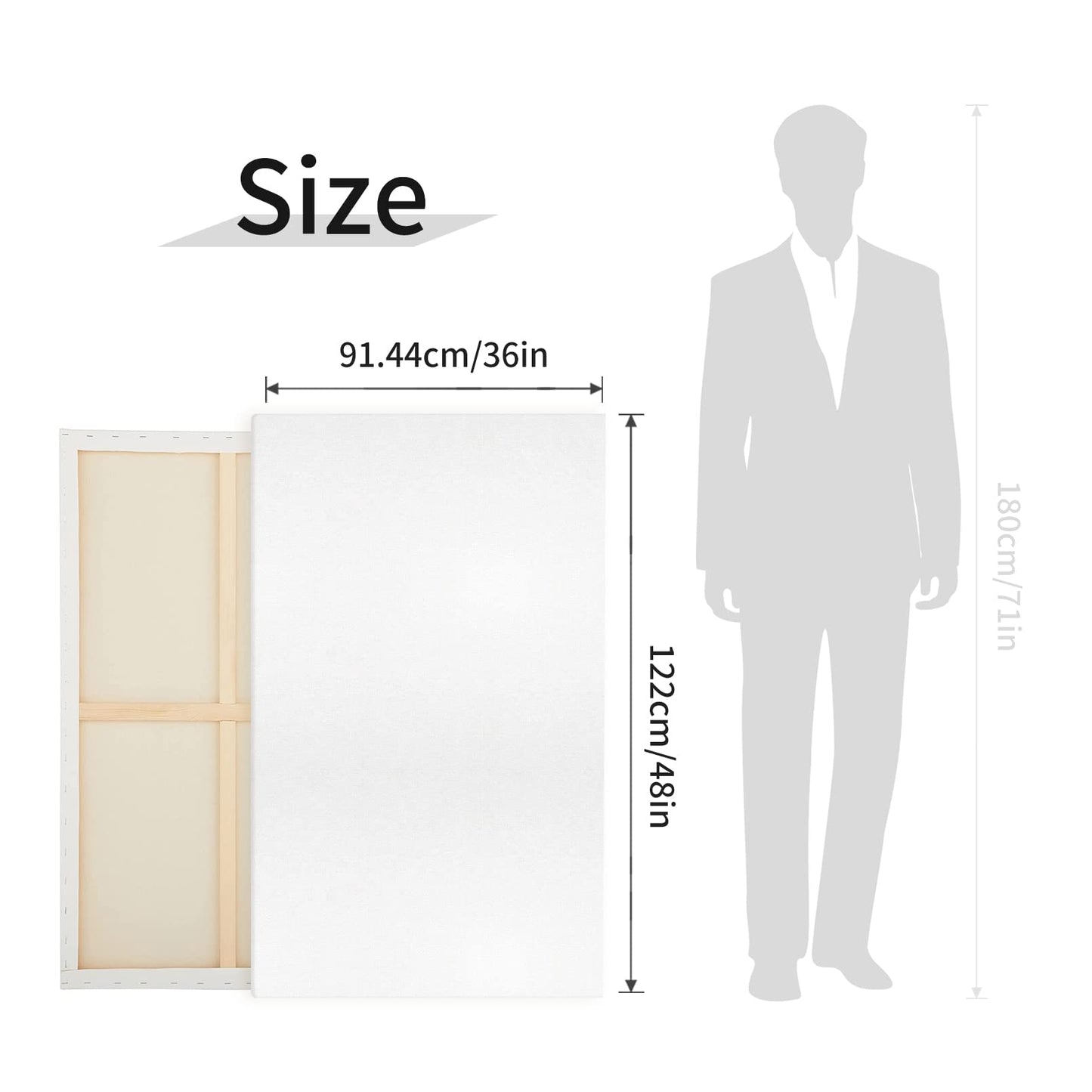Large Canvases for Painting, 36x48 Inch 2-Pack Painting Canvas 100% Cotton Fivefold Gesso Triple Primed White Blank Artist Tempera Paint Canvases for Oil & Acrylic Paints Wet Art Media