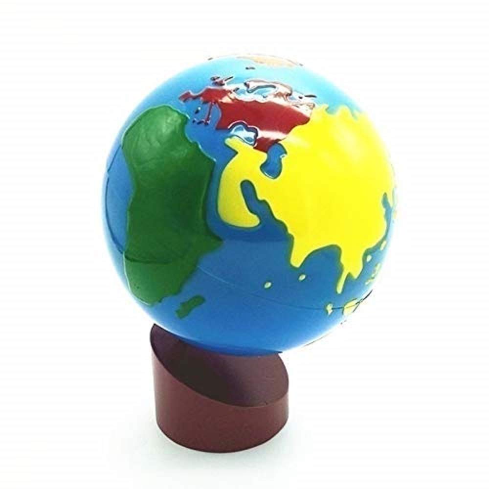 Baby Earth Globe Toys Montessori Earth Globe Plastic and Wood Material Learn To Know World Children Early Learning Teaching Aids (white)