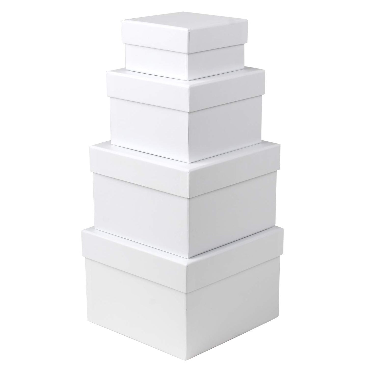 Oairse White Gift Boxes with Lids Nesting Gift Boexs for Presents Set of 4 Small White Gift Boxes for Flower Arrangements Paper Mache Boxes for Bridesmaid, Proposal, Wedding, Birthday, Party Favor
