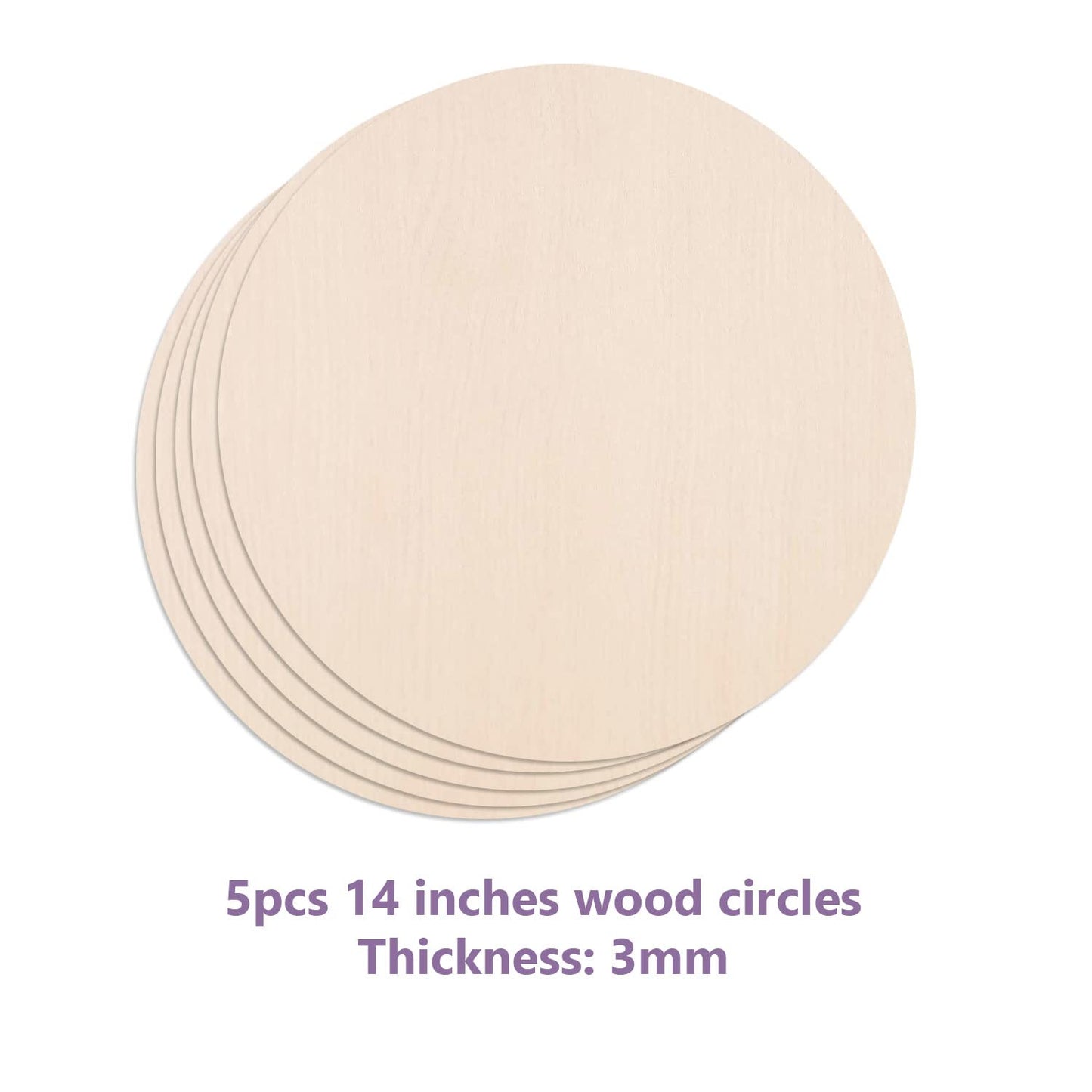 10PCS 14Inch Cutouts Blank Round Wood Slice Wood Circles for Crafts, Unfinished Wooden Slices Blank Round Wooden Circles, Wood Circles for Painting, DIY Door Hanger, Home, Party, Decor 0.1 Inch Thick
