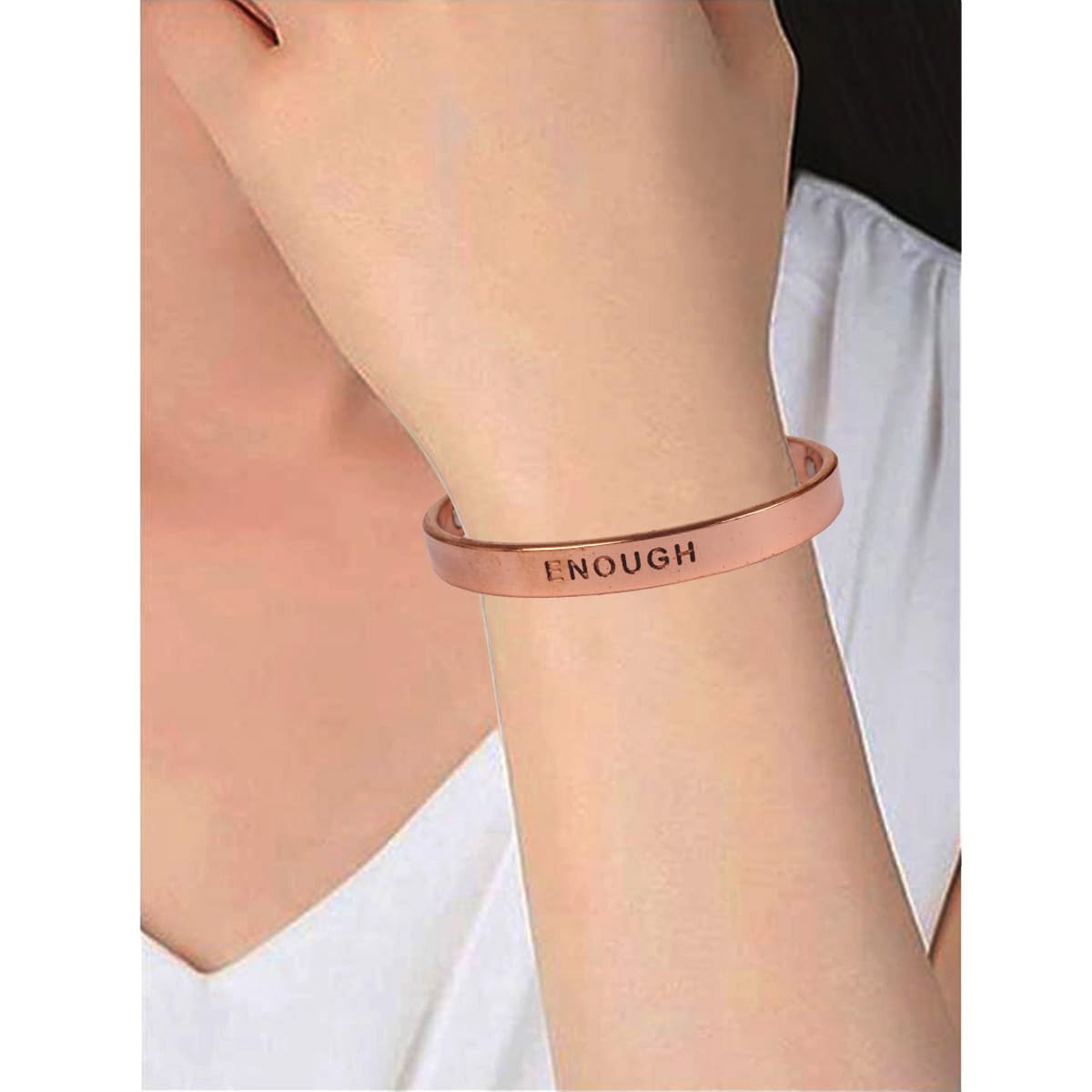 Touchstone Inspirational Copper Engraved Magnetic Bracelets for Women-Personalized Jewelry Gifts for Best Friend/Mom/Daughter/Sister - Adjustable Bracelet in a Pretty Gift Box Enough