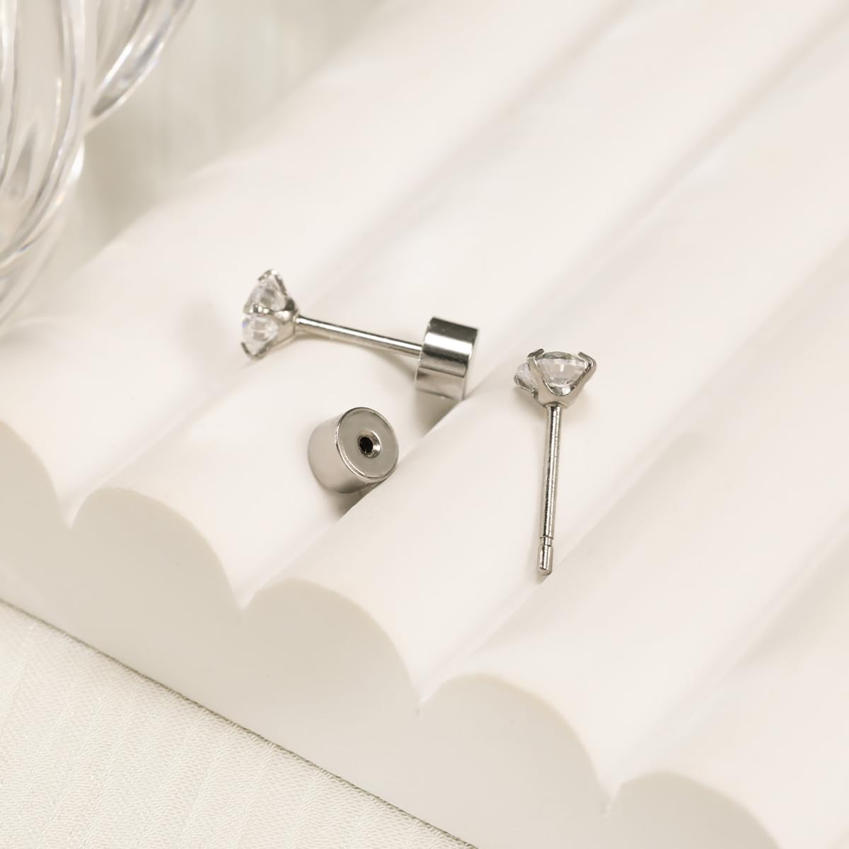 Hypoallergenic Stainless Steel Cubic Zirconia Earrings Set for Women Multi Pack Cubic Zirconia Earrings for Men 5 Pairs 4-8mm Titanium Stainless Steel Silver Diamond Black, Titanium Stainless Steel
